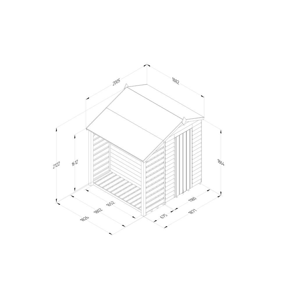 4LIFE Apex Shed 4×6 – Single Door – 1 Window –  With Lean-To 5013053200667 2